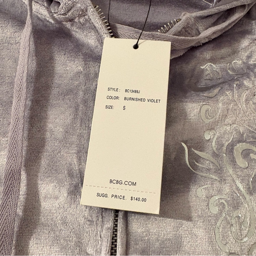 NWT BCBGMAXAZRIA Purple Velour Tracksuit - Picture 4 of 8